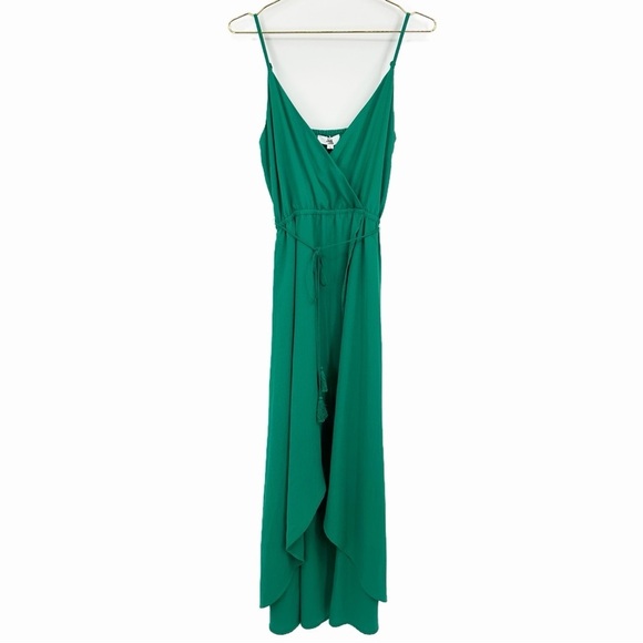 NWT Jack by BB Dakota Maxi Dress Women's Size Small Green Wrap Hi Low with flaws - Picture 2 of 13